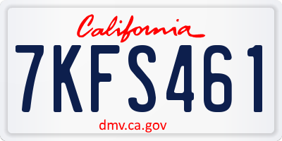 CA license plate 7KFS461