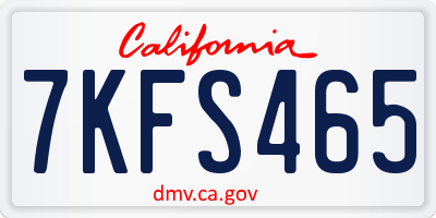 CA license plate 7KFS465