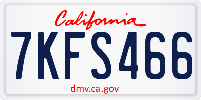 CA license plate 7KFS466
