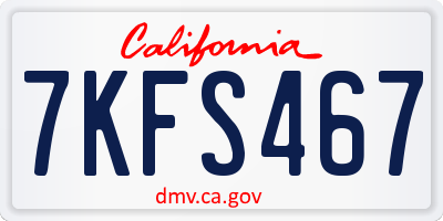 CA license plate 7KFS467