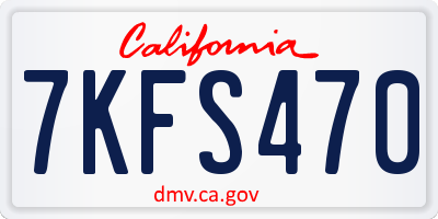 CA license plate 7KFS470