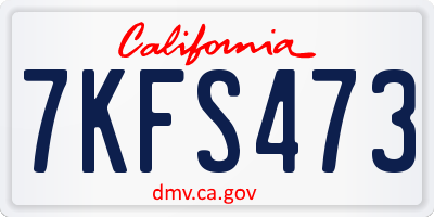 CA license plate 7KFS473