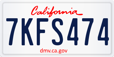 CA license plate 7KFS474