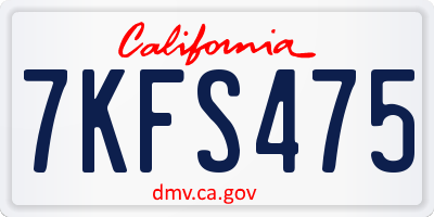 CA license plate 7KFS475