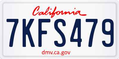 CA license plate 7KFS479