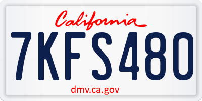 CA license plate 7KFS480