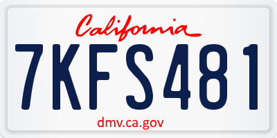 CA license plate 7KFS481