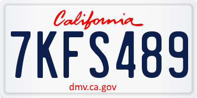 CA license plate 7KFS489