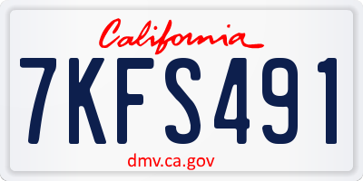 CA license plate 7KFS491