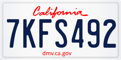CA license plate 7KFS492