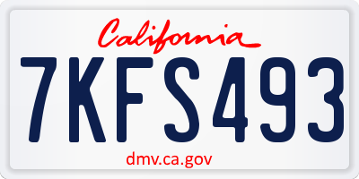 CA license plate 7KFS493