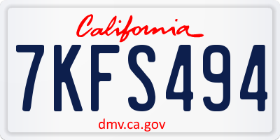 CA license plate 7KFS494