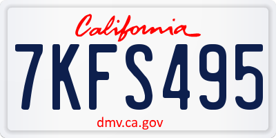 CA license plate 7KFS495