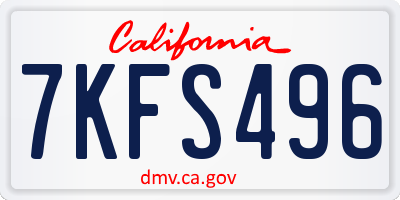 CA license plate 7KFS496