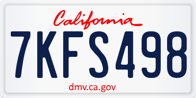 CA license plate 7KFS498