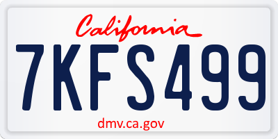 CA license plate 7KFS499