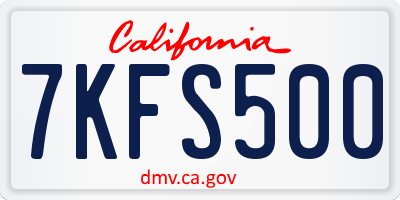 CA license plate 7KFS500