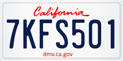 CA license plate 7KFS501