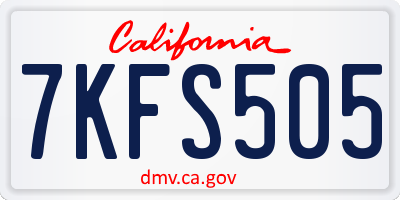 CA license plate 7KFS505