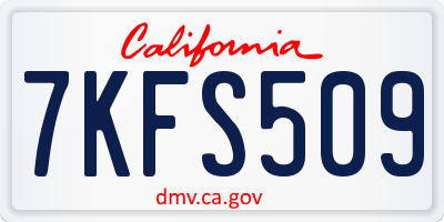 CA license plate 7KFS509