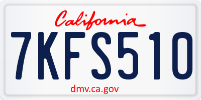 CA license plate 7KFS510