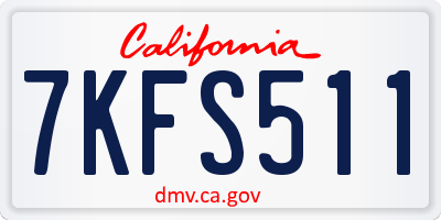 CA license plate 7KFS511