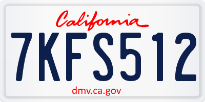 CA license plate 7KFS512