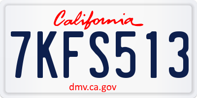 CA license plate 7KFS513