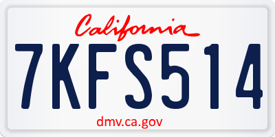 CA license plate 7KFS514