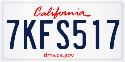 CA license plate 7KFS517