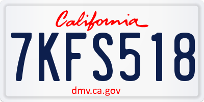 CA license plate 7KFS518