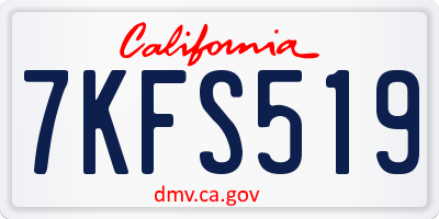 CA license plate 7KFS519