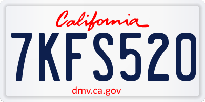 CA license plate 7KFS520