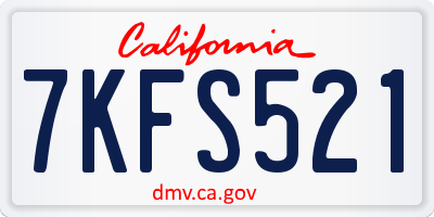 CA license plate 7KFS521