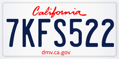 CA license plate 7KFS522