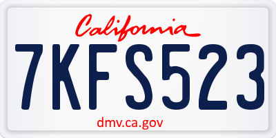 CA license plate 7KFS523