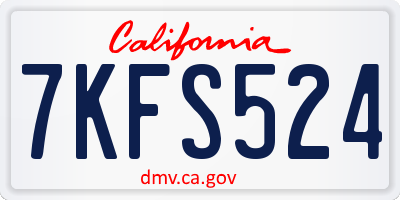CA license plate 7KFS524