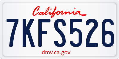 CA license plate 7KFS526