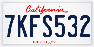 CA license plate 7KFS532
