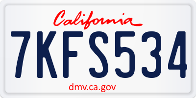 CA license plate 7KFS534