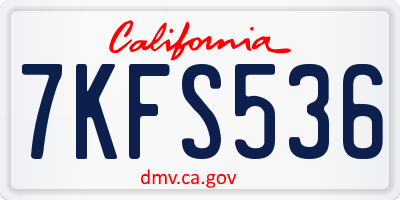 CA license plate 7KFS536