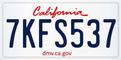 CA license plate 7KFS537