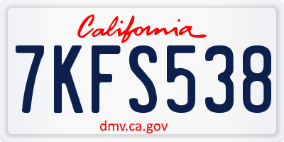 CA license plate 7KFS538