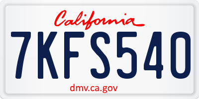 CA license plate 7KFS540