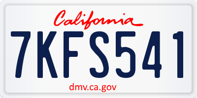 CA license plate 7KFS541