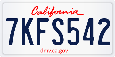 CA license plate 7KFS542