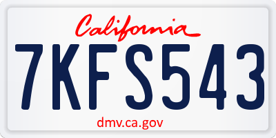 CA license plate 7KFS543