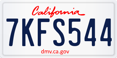 CA license plate 7KFS544