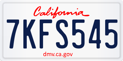 CA license plate 7KFS545