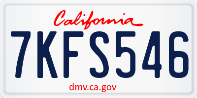 CA license plate 7KFS546